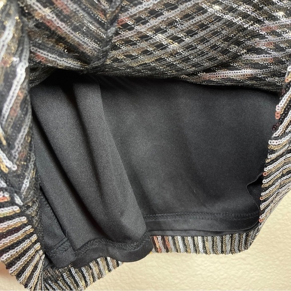 Lulu's Mini Dress Broadway Star Metallic Sequin V-Neck Stripes Women Size Small - Picture 10 of 11